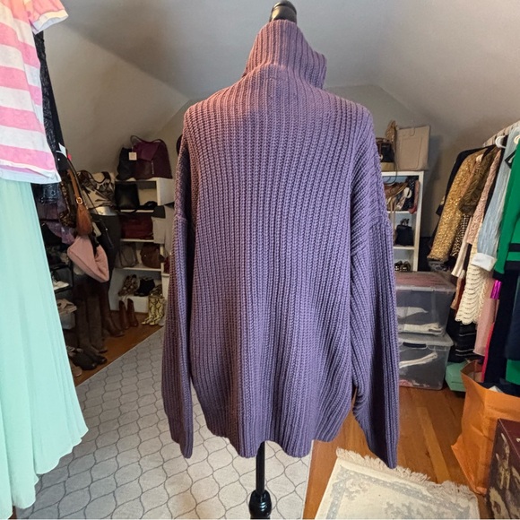 FREE PEOPLE Swim Too Deep Small Dusty Lavender Oversized Turtleneck - Picture 3 of 6